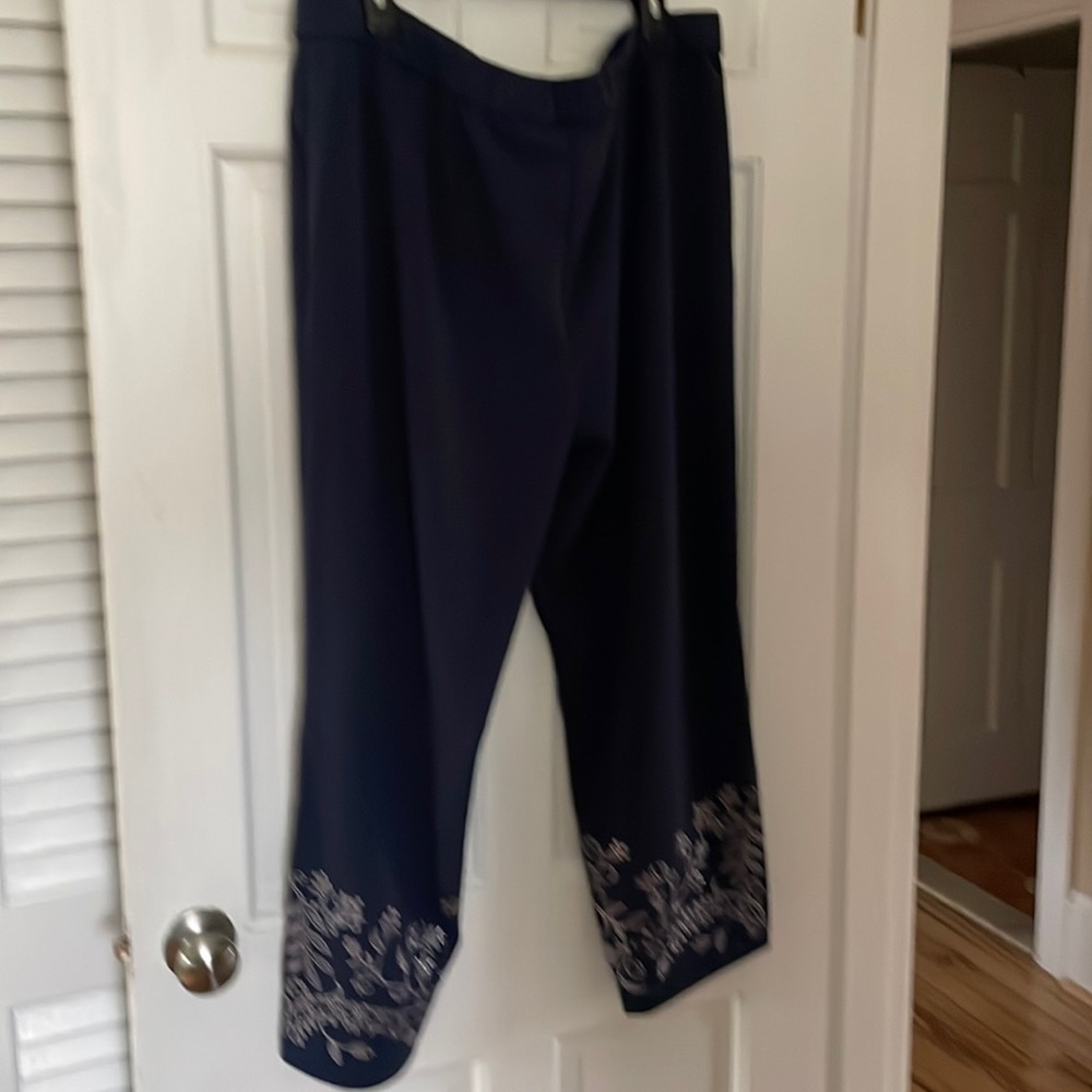 Dennis Basso Embroidered Pants,XL